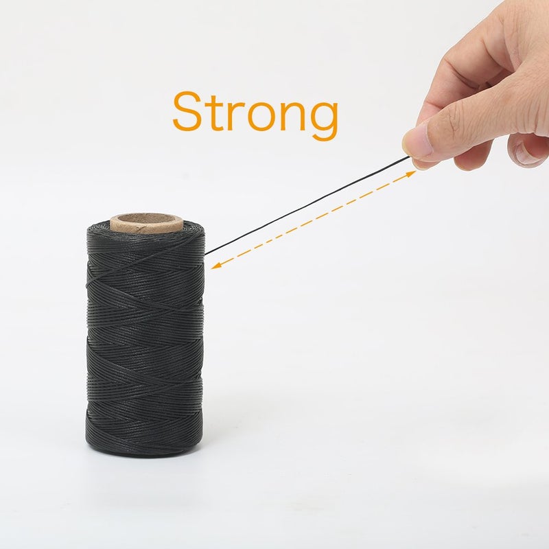 Tenn Well Waxed Thread, 328 Yards 150D 1MM Leather Sewing Waxed Thread with Needles for Leather Projects, Book Binding, Shoe Repairing, DIY Crafts (Black) - Image 5